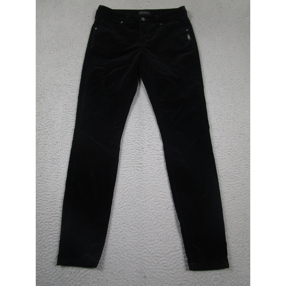 Silver Jeans Womens‎ 27 Black Velvet Aiko Skinny Pockets Cotton Blend
